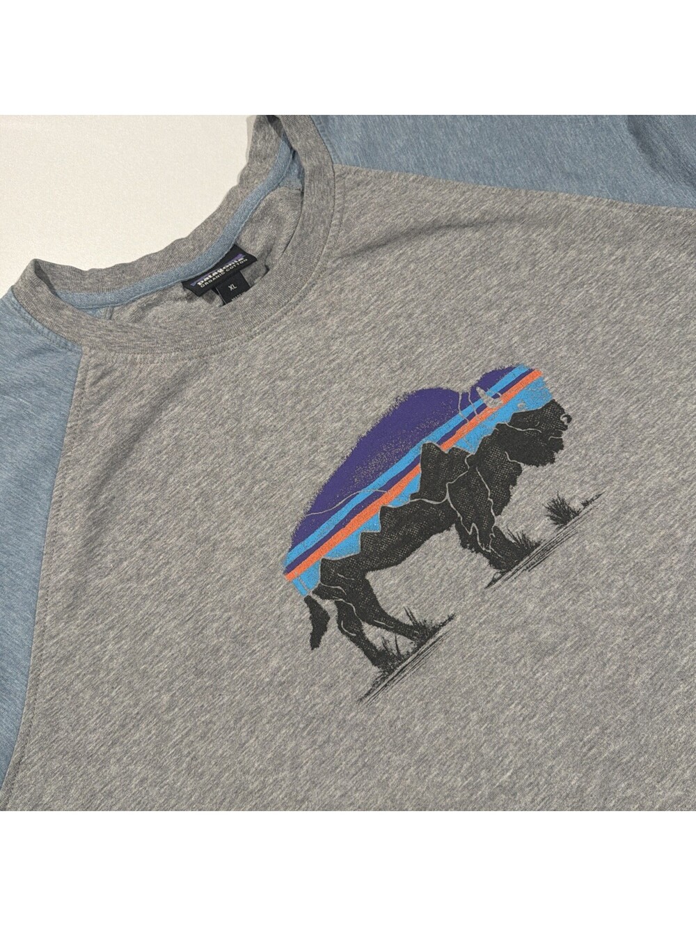 Patagonia Organic Cotton Women's Sweatshirt Size XL Gray Buffalo Graphic